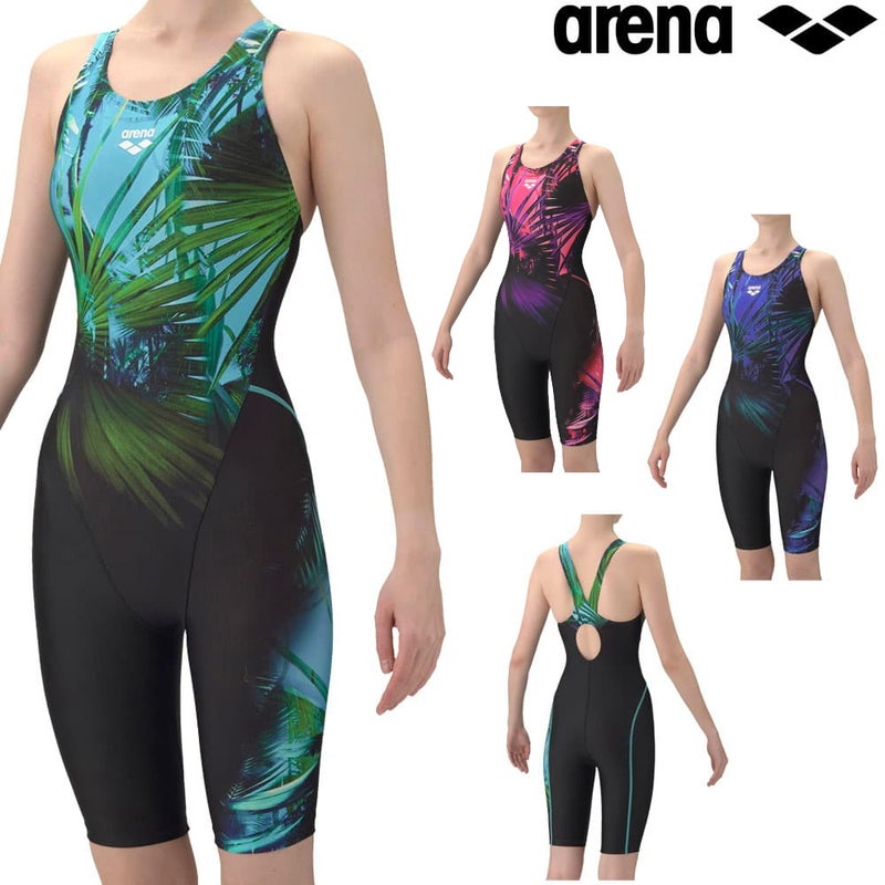 アリーナARENAフィットネス水着レディースAQUAEXAダブルエステルWRSUNLIGHTフィットネスワンピーススパッツオープンバックハーフレッグぴったりパッドパッド付きオールインワン2026年春夏モデルAS6SWF05L