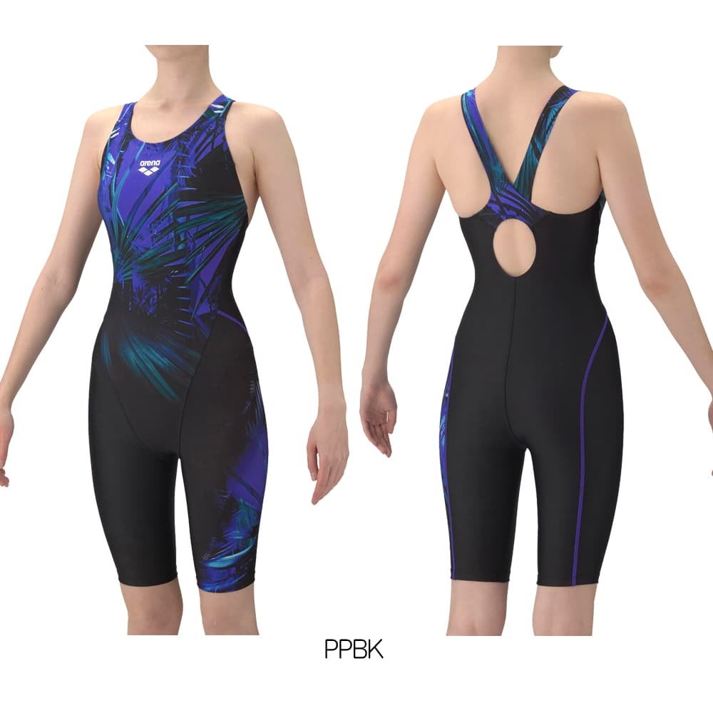 アリーナARENAフィットネス水着レディースAQUAEXAダブルエステルWRSUNLIGHTフィットネスワンピーススパッツオープンバックハーフレッグぴったりパッドパッド付きオールインワン2026年春夏モデルAS6SWF05L