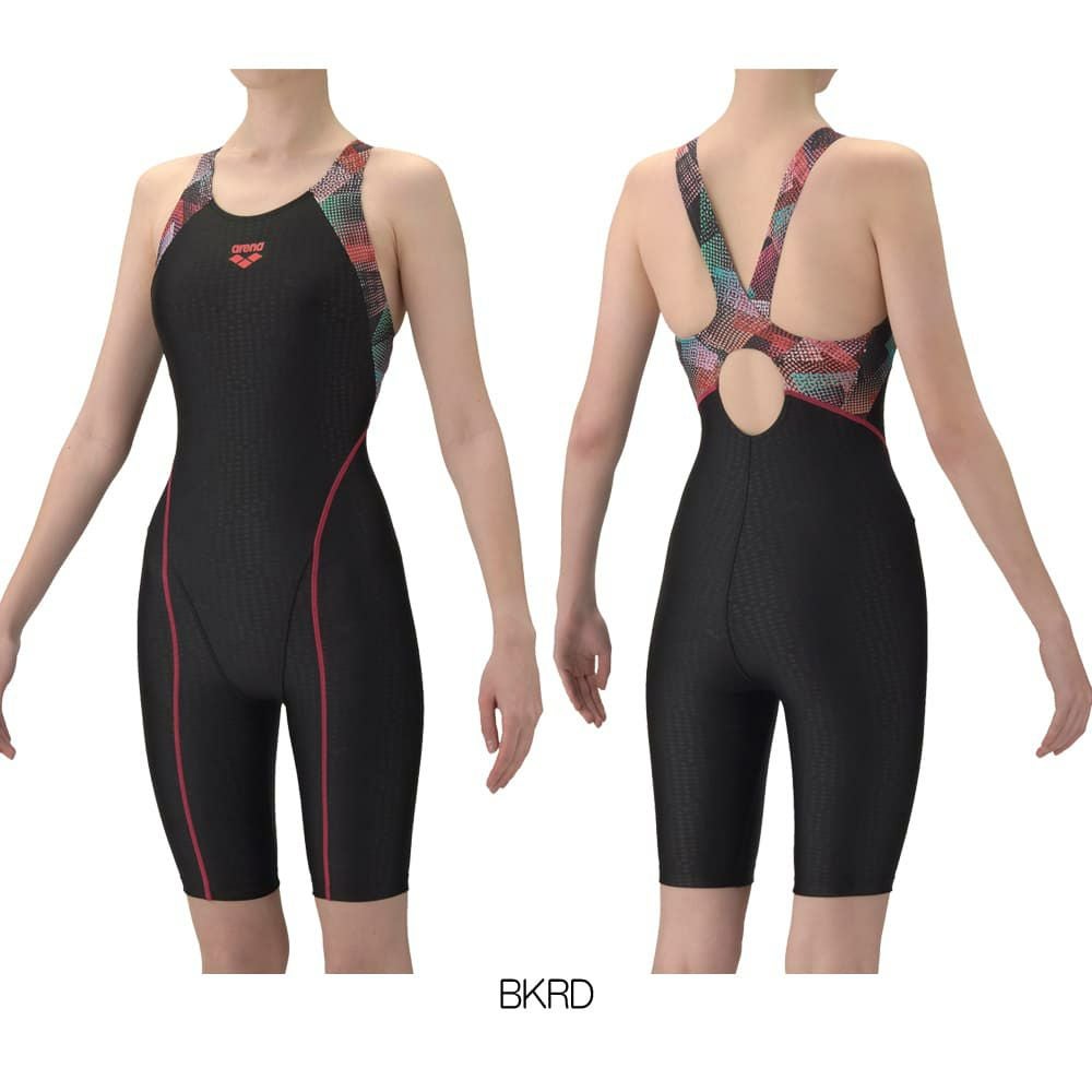 アリーナARENAフィットネス水着レディースAQUAEXAダブルエステルWRフィットネスワンピーススパッツオープンバックハーフレッグぴったりパッドパッド付きオールインワン2026年春夏モデルAS6SWF08L