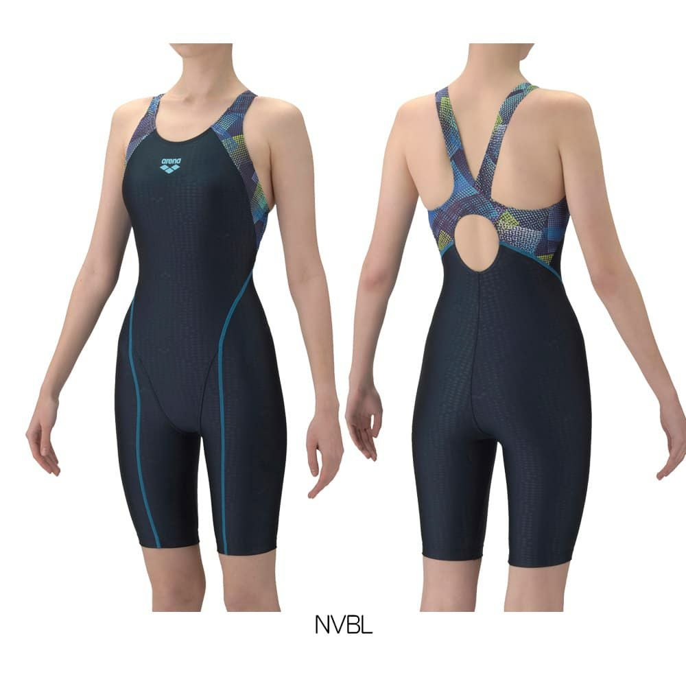 アリーナARENAフィットネス水着レディースAQUAEXAダブルエステルWRフィットネスワンピーススパッツオープンバックハーフレッグぴったりパッドパッド付きオールインワン2026年春夏モデルAS6SWF08L