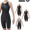 アリーナARENAフィットネス水着レディースAQUAEXAダブルエステルWRフィットネスワンピーススパッツオープンバックハーフレッグひっかけパッドパッド付きオールインワン2026年春夏モデルAS6SWF10L