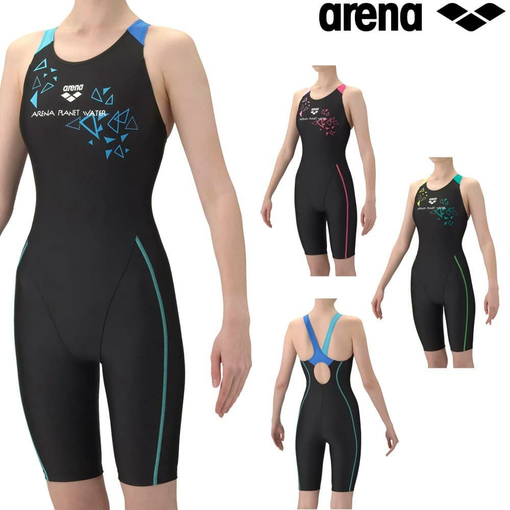 アリーナARENAフィットネス水着レディースAQUAEXAダブルエステルWRフィットネスワンピーススパッツオープンバックハーフレッグひっかけパッドパッド付きオールインワン2026年春夏モデルAS6SWF10L