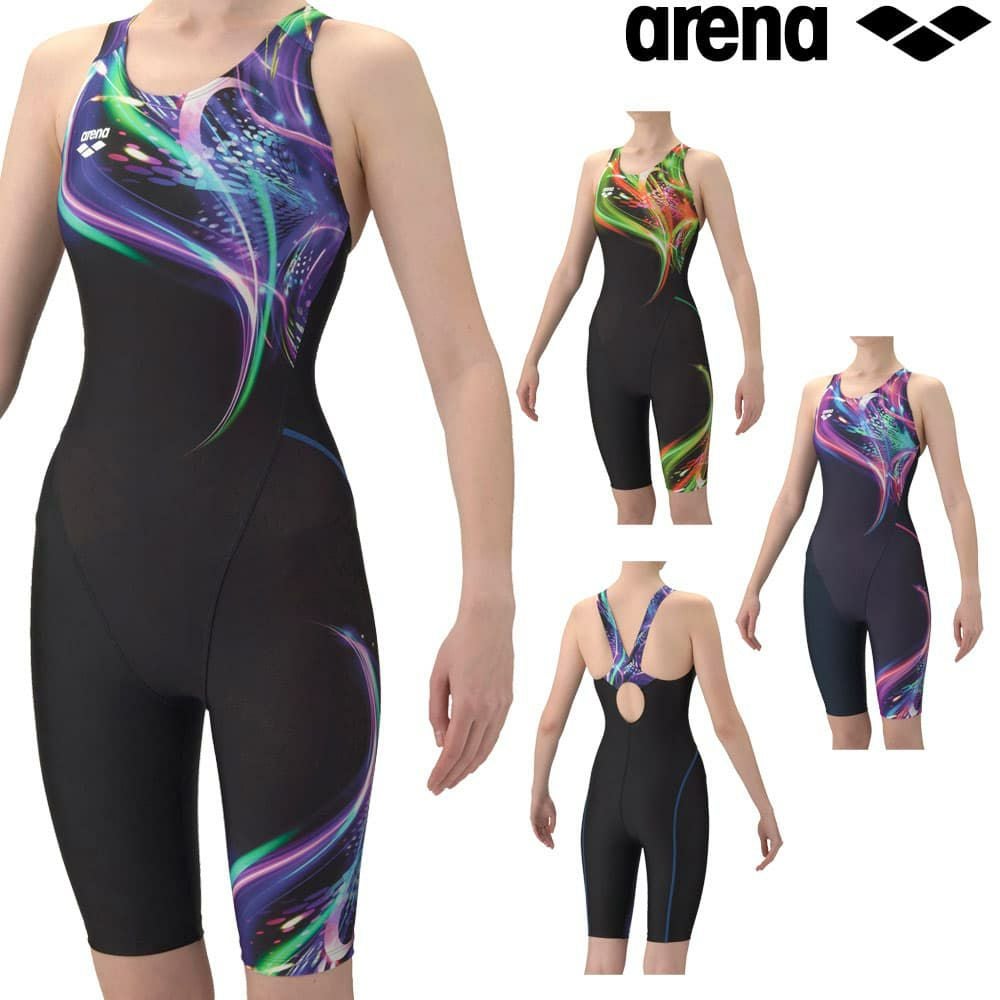 アリーナARENAフィットネス水着レディースAQUAEXAダブルエステルWRフィットネスワンピーススパッツオープンバックハーフレッグぴったりパッドパッド付きオールインワン2026年春夏モデルAS6SWF11L