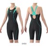 アリーナARENAフィットネス水着レディースAQUAEXAダブルエステルリーフWRフィットネスワンピーススパッツオープンバックハーフレッグぴったりパッドパッド付きオールインワン2026年春夏モデルAS6SWF12L