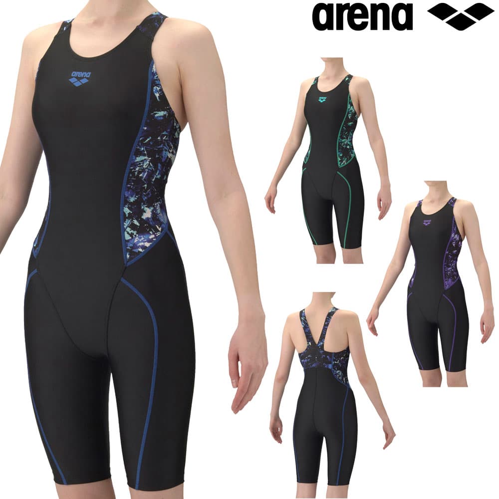 アリーナARENAフィットネス水着レディースAQUAEXAダブルエステルWRフィットネスワンピーススパッツカバーバックハーフレッグぴったりパッドパッド付きオールインワン2026年春夏モデルAS6SWF13L