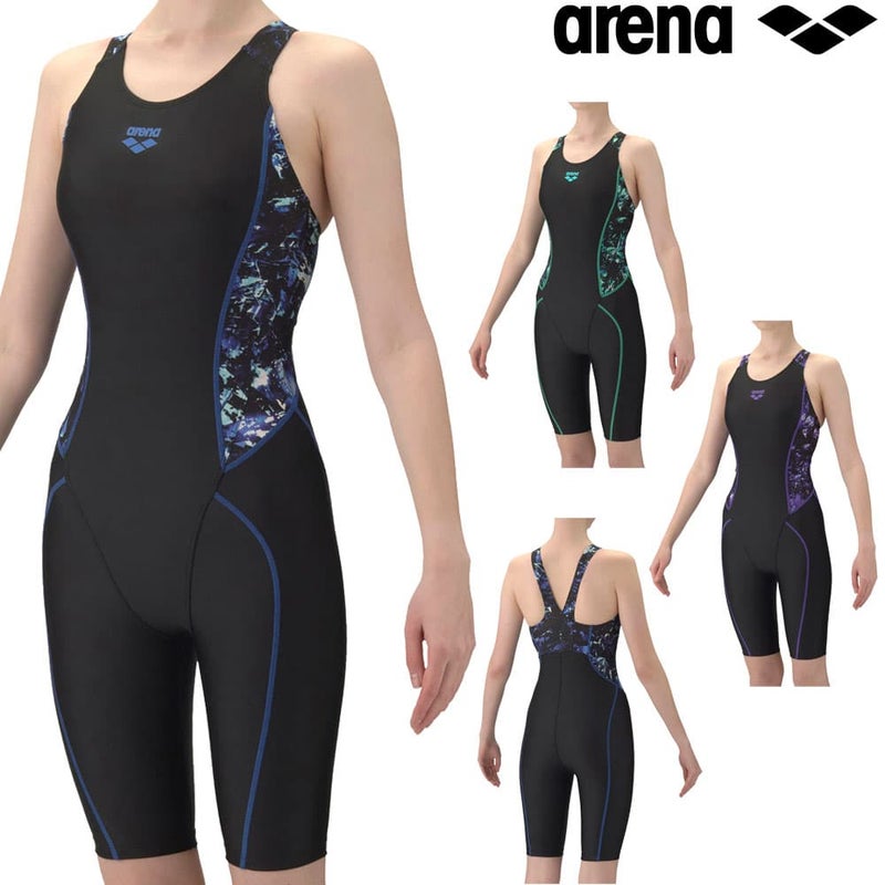 アリーナARENAフィットネス水着レディースAQUAEXAダブルエステルWRフィットネスワンピーススパッツカバーバックハーフレッグぴったりパッドパッド付きオールインワン2026年春夏モデルAS6SWF13L