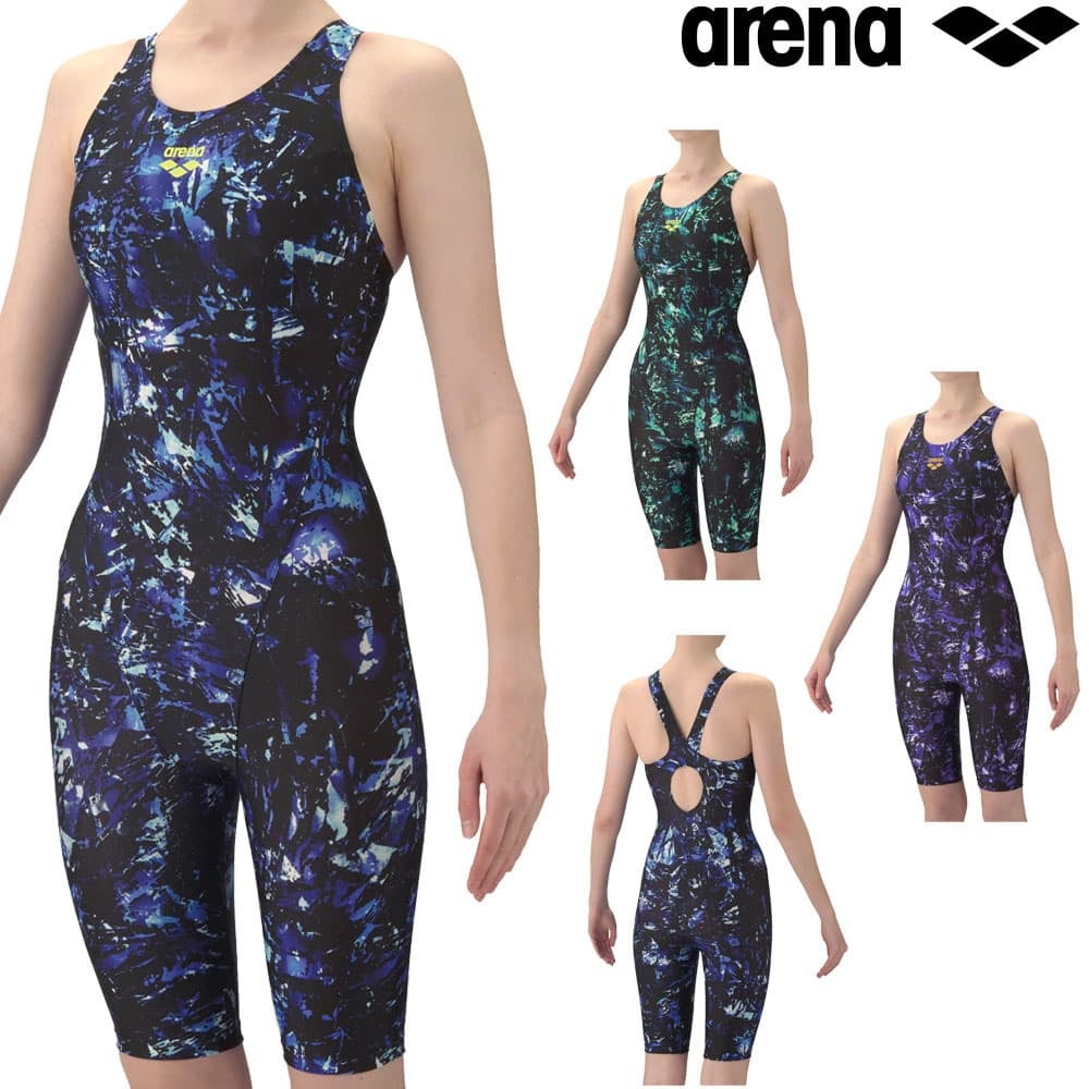 アリーナARENAフィットネス水着レディースAQUAEXAダブルエステルWRフィットネスワンピーススパッツオープンバックハーフレッグぴったりパッドパッド付きオールインワン2026年春夏モデルAS6SWF14L