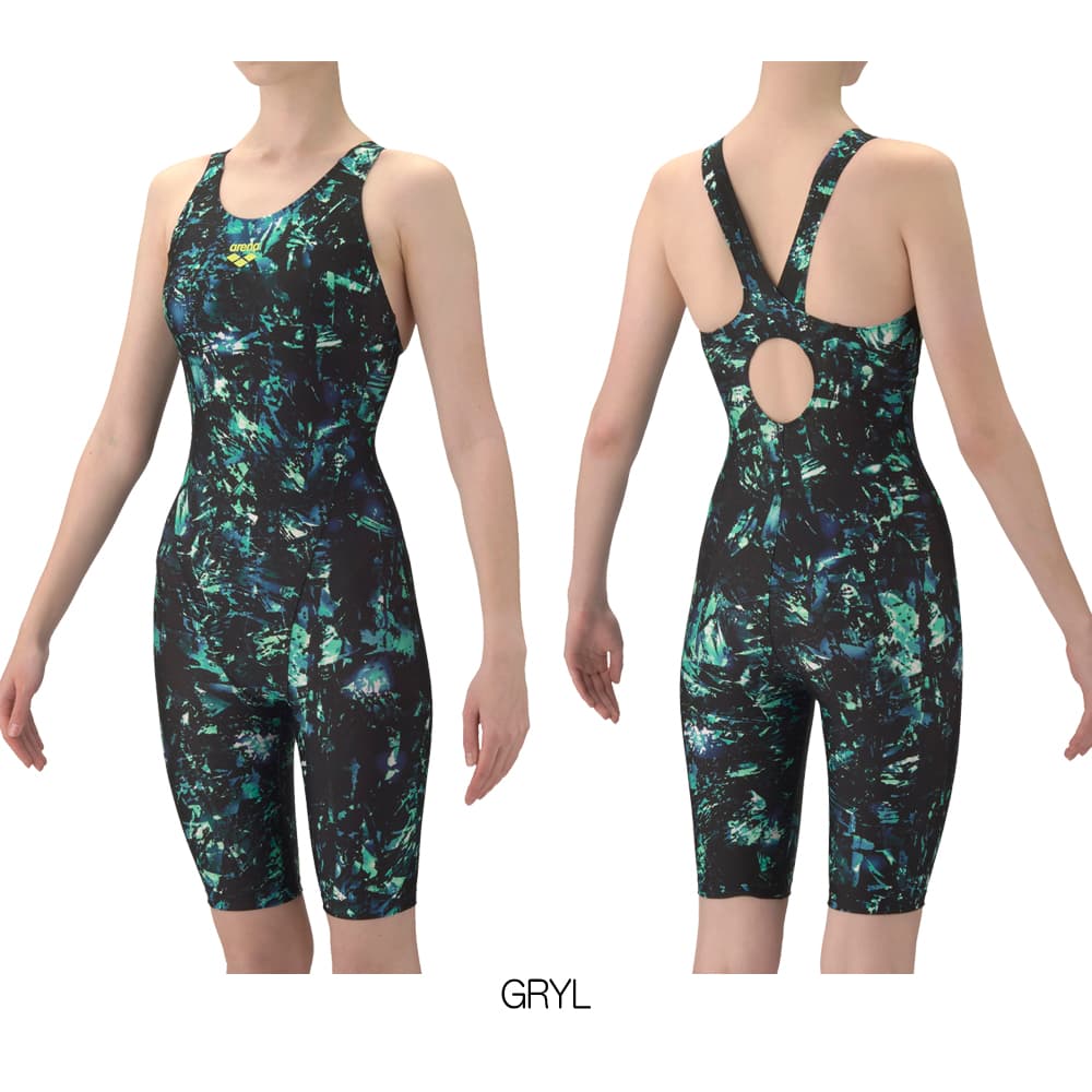 アリーナARENAフィットネス水着レディースAQUAEXAダブルエステルWRフィットネスワンピーススパッツオープンバックハーフレッグぴったりパッドパッド付きオールインワン2026年春夏モデルAS6SWF14L
