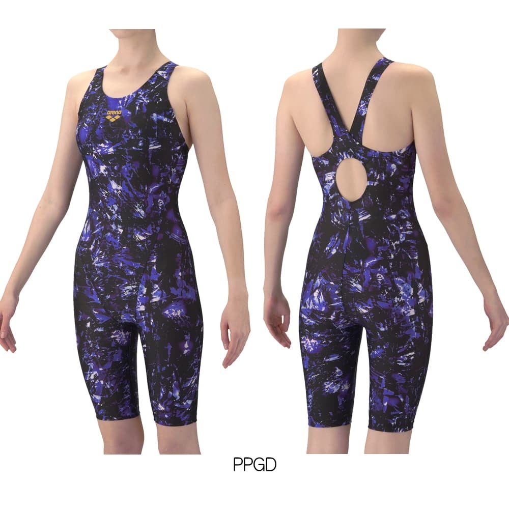 アリーナARENAフィットネス水着レディースAQUAEXAダブルエステルWRフィットネスワンピーススパッツオープンバックハーフレッグぴったりパッドパッド付きオールインワン2026年春夏モデルAS6SWF14L