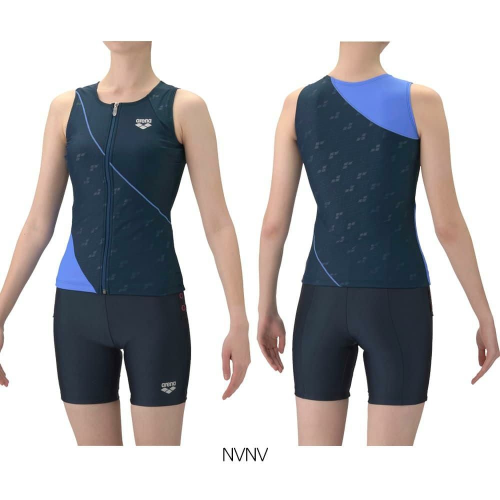 アリーナARENAフィットネス水着レディースすらっとセパダブルエステルフィットネスセパレートカバーバックミドルレッグ差し込みパッドパッド付き2026年春夏モデルAS6SWF45L