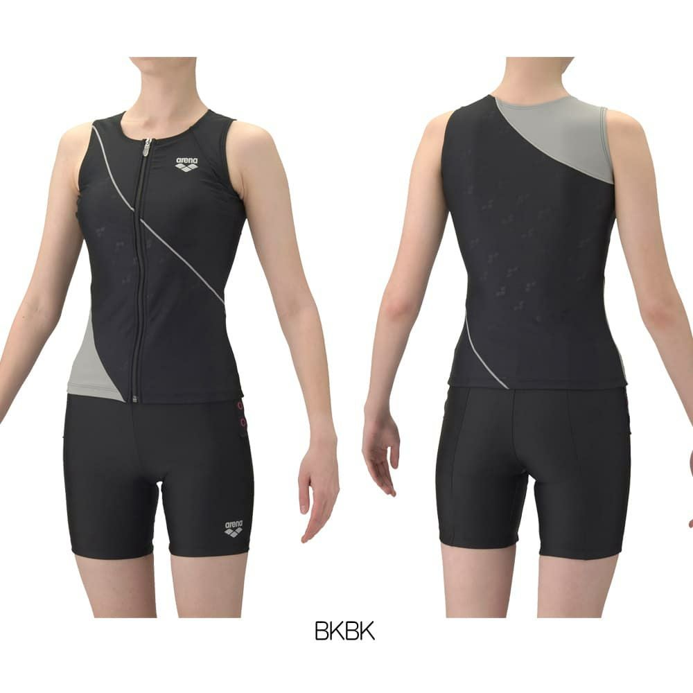 アリーナARENAフィットネス水着レディースすらっとセパダブルエステルフィットネスセパレートカバーバックミドルレッグ差し込みパッドパッド付き2026年春夏モデルAS6SWF45L