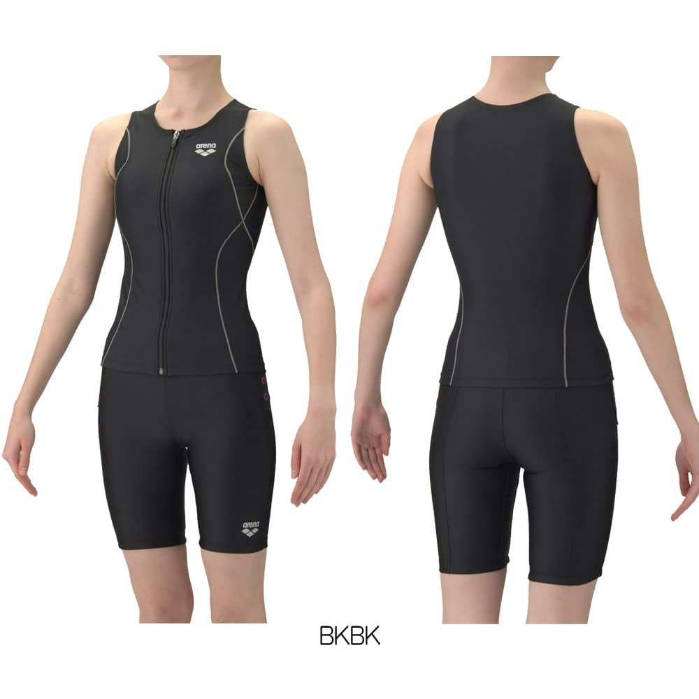 アリーナARENAフィットネス水着レディースすらっとセパダブルエステルフィットネスセパレートカバーバックハーフレッグ差し込みパッドパッド付き2026年春夏モデルAS6SWF47L