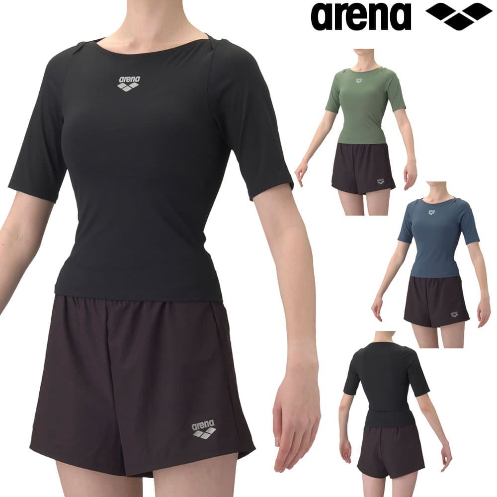 アリーナARENAフィットネス水着レディースリブニットフィットネスセパレートカバーバックミドルレッグ差し込みパッドパッド付き2026年春夏モデルAS6SWF50L