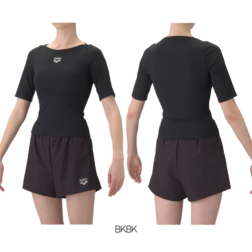 アリーナARENAフィットネス水着レディースリブニットフィットネスセパレートカバーバックミドルレッグ差し込みパッドパッド付き2026年春夏モデルAS6SWF50L