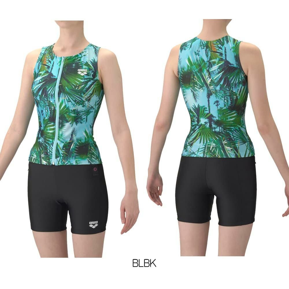 アリーナARENAフィットネス水着レディースダブルエステルSUNLIGHTフィットネスセパレートカバーバックミドルレッグ差し込みパッドパッド付き2026年春夏モデルAS6SWF52L