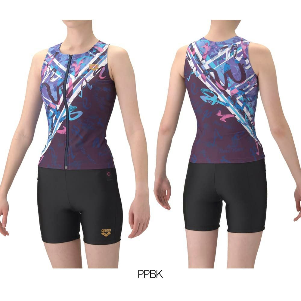 アリーナARENAフィットネス水着レディースフルダル2WAYフィットネスセパレートカバーバックミドルレッグ差し込みパッドパッド付き2026年春夏モデルAS6SWF58L