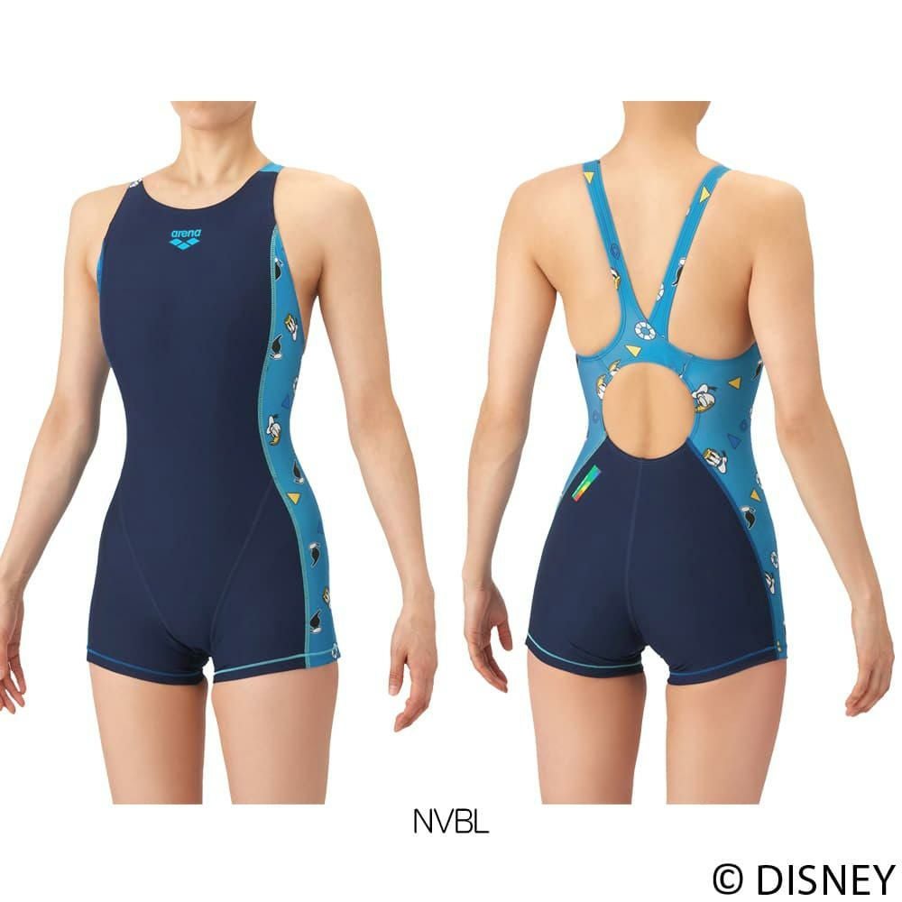 アリーナARENA競泳水着練習用水着レディースディズニー“ミッキー”タフスーツタフスキンT2Eトレーニングワンピーススパッツオープンバックミドルレッグオールインワン競泳練習水着2026年春夏モデルAS6SWM52L