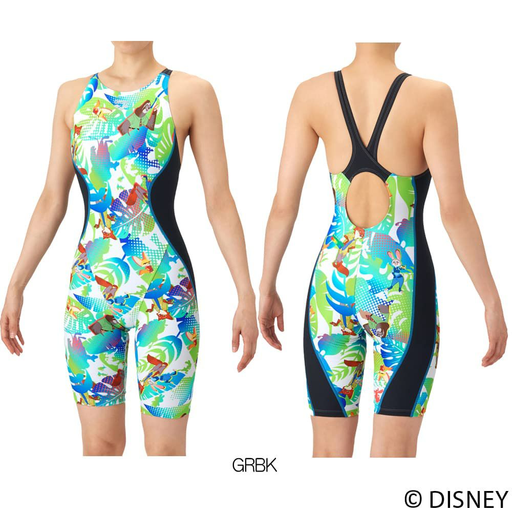 アリーナARENA競泳水着練習用水着レディースタフスーツディズニー『ズートピア』タフスキンEPトレーニングワンピーススパッツオープンバックハーフレッグオールインワン競泳練習水着2026年春夏モデルAS6SWM57L