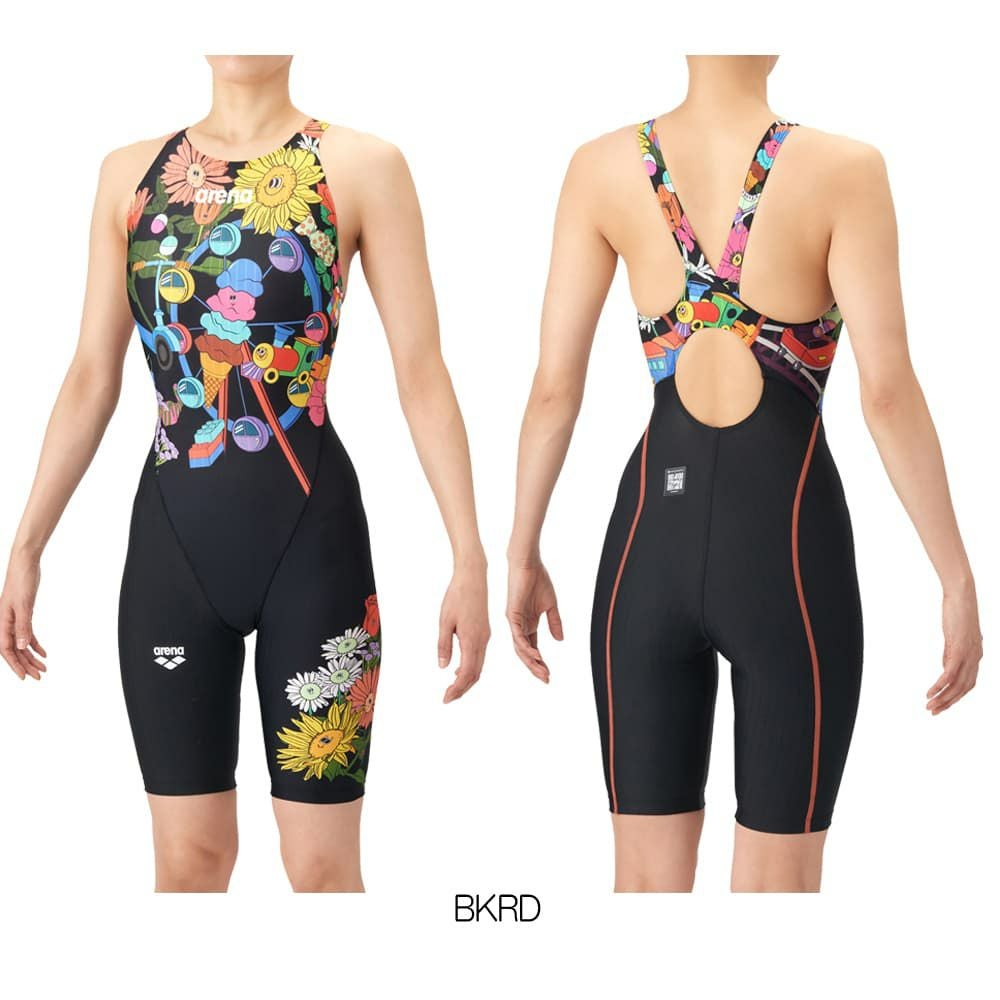 アリーナARENA競泳水着レディースWA承認モデルECOAQUARACINGECOAQUASTRIPE-DFUNGRAPHICSレーシングワンピーススパッツオープンバックハーフレッグオールインワン2026年春夏モデルAS6SRCP0Lfinaマークあり