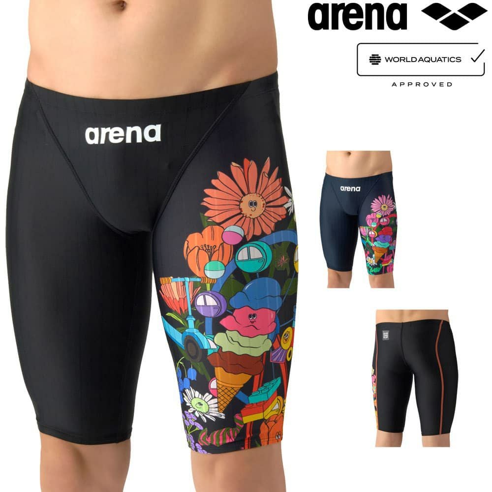 アリーナARENA競泳水着メンズWA承認モデルECOAQUARACINGECOAQUASTRIPE-DFUNGRAPHICSレーシングスパッツハーフレッグ2026年春夏モデルAS6SRCP2Mfinaマークあり