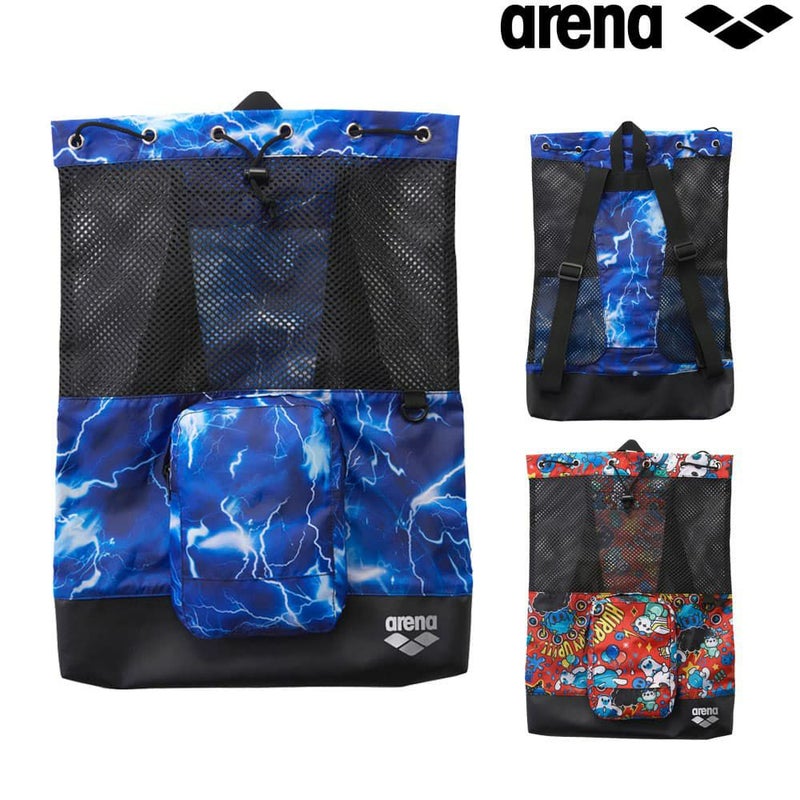 アリーナARENA水泳アリーナくんSTORMCLOUDSメッシュバックパック総柄2026年春夏モデルAS6SBP16U