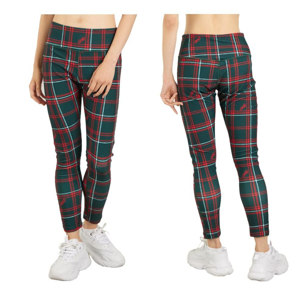 クラップCLAPホーリーチェックレギンスレディーススポーツアパレルトレーニングフィットネス女性CL25022