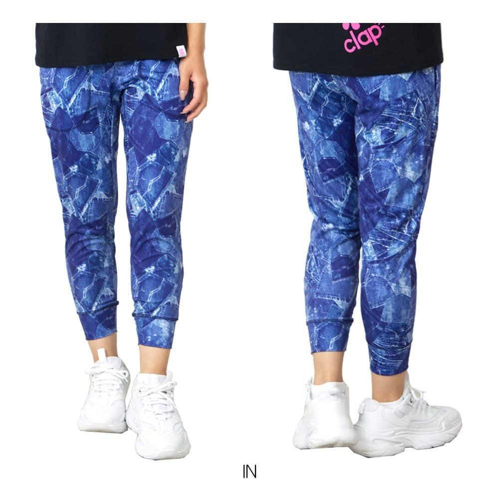 クラップCLAPデニムポケットクロップドパンツレディーススポーツアパレルトレーニングフィットネス女性CE25036