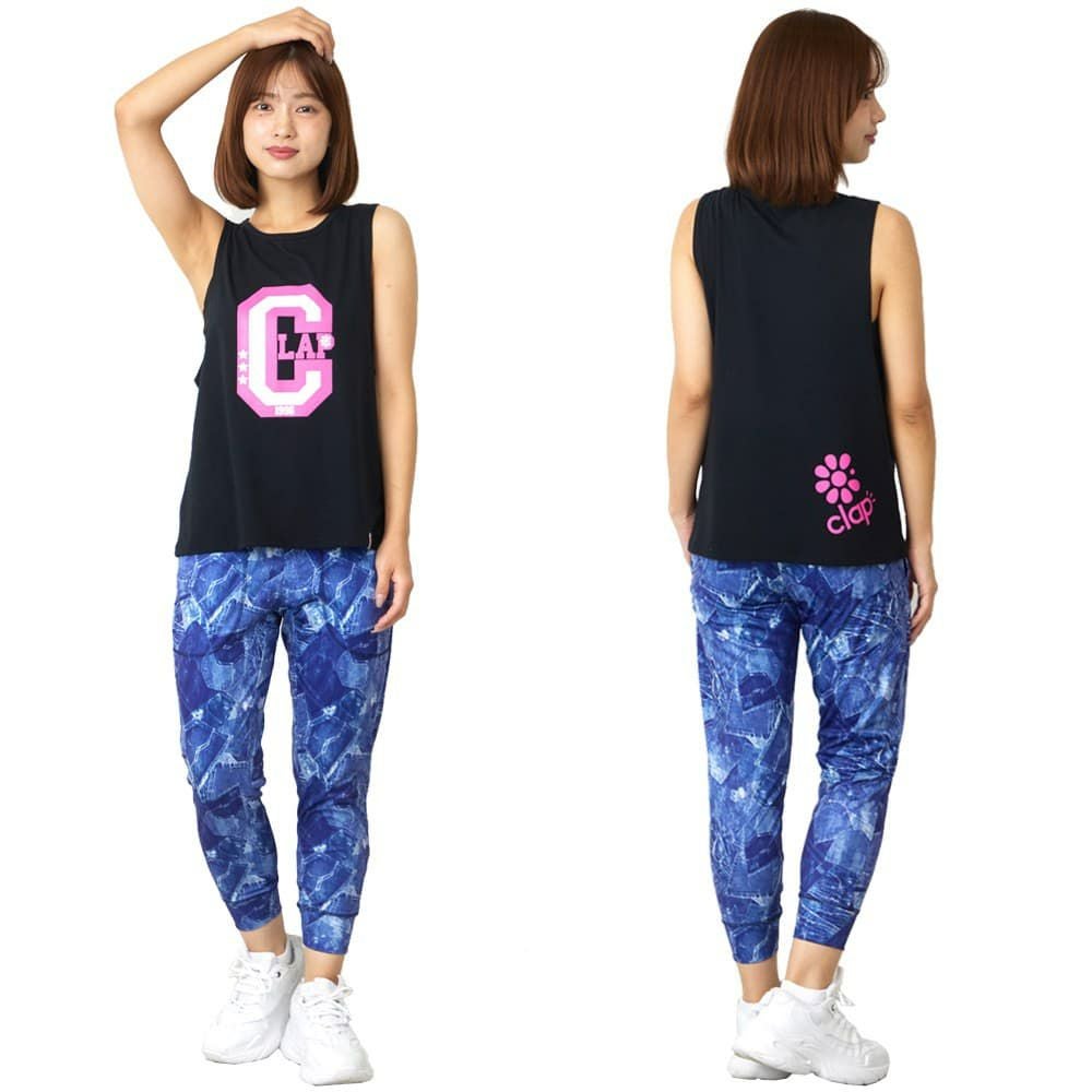 クラップCLAPデニムポケットクロップドパンツレディーススポーツアパレルトレーニングフィットネス女性CE25036