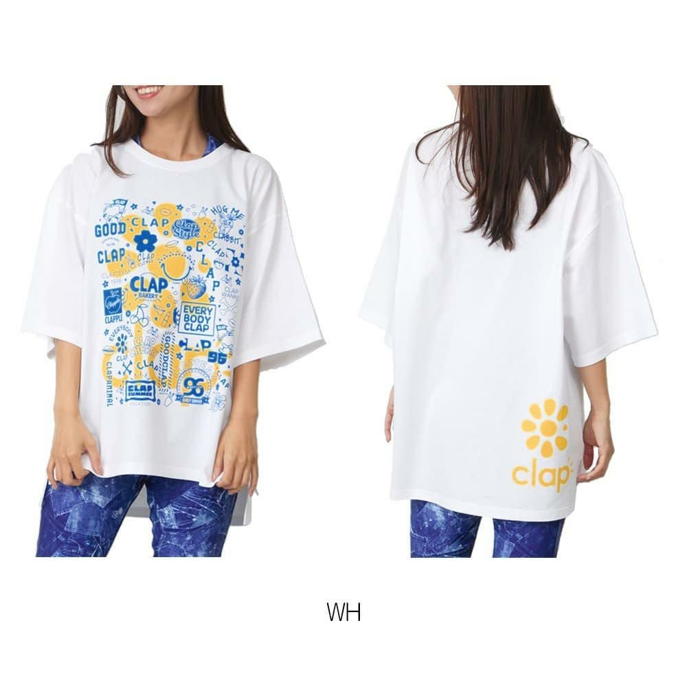 クラップCLAPステッカービッグティーレディーススポーツアパレルトレーニングフィットネス女性CTS25093