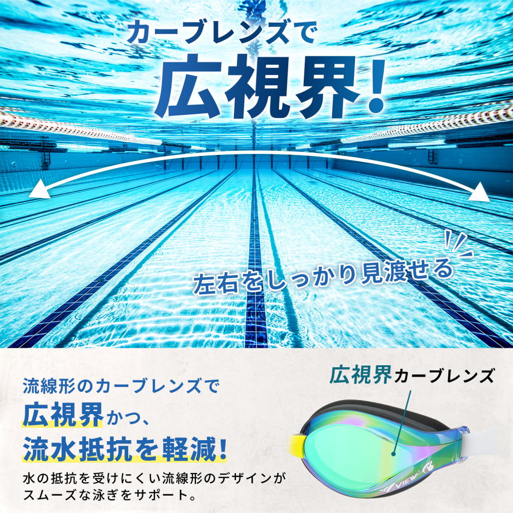 VIEWスイミングゴーグルクッション付きジュニアミラータイプTRYトライV260JSAM