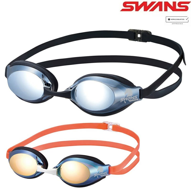 SWANSスワンズレーシングゴーグルアクアライトニングミラーレンズクッション付きWA承認競泳2026年春夏限定モデル午年馬年SR-3MLT26S