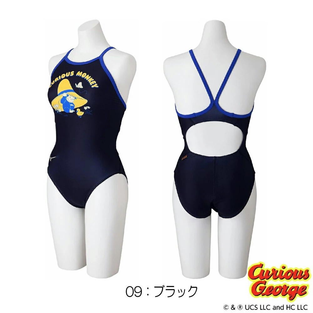 ミズノMIZUNO競泳水着練習用水着レディースエクサースーツミディアムカットEXERSUITSU-Fitおさるのジョージ競泳練習水着2026年春夏モデルN2MAD293