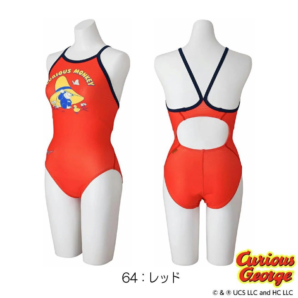 ミズノMIZUNO競泳水着練習用水着レディースエクサースーツミディアムカットEXERSUITSU-Fitおさるのジョージ競泳練習水着2026年春夏モデルN2MAD293