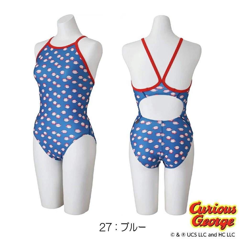 ミズノMIZUNO競泳水着練習用水着レディースエクサースーツミディアムカットEXERSUITSU-Fitおさるのジョージ競泳練習水着2026年春夏モデルN2MAD294