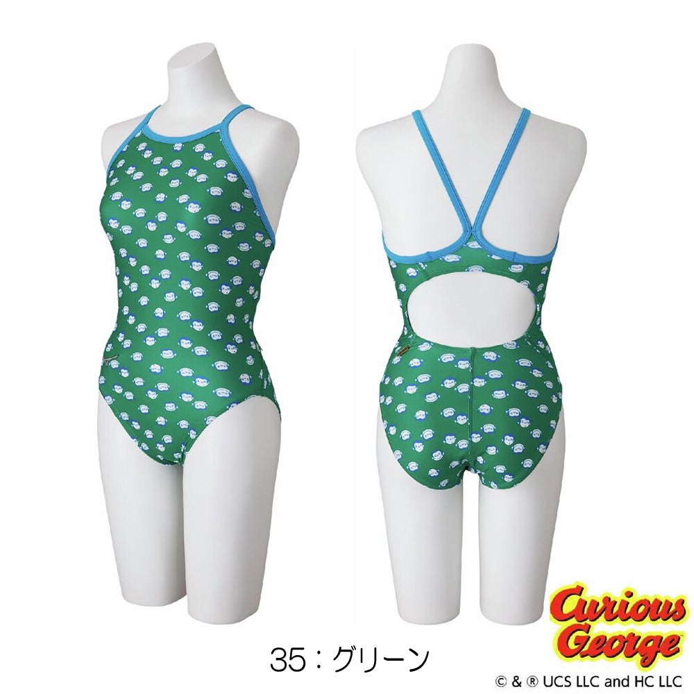 ミズノMIZUNO競泳水着練習用水着レディースエクサースーツミディアムカットEXERSUITSU-Fitおさるのジョージ競泳練習水着2026年春夏モデルN2MAD294