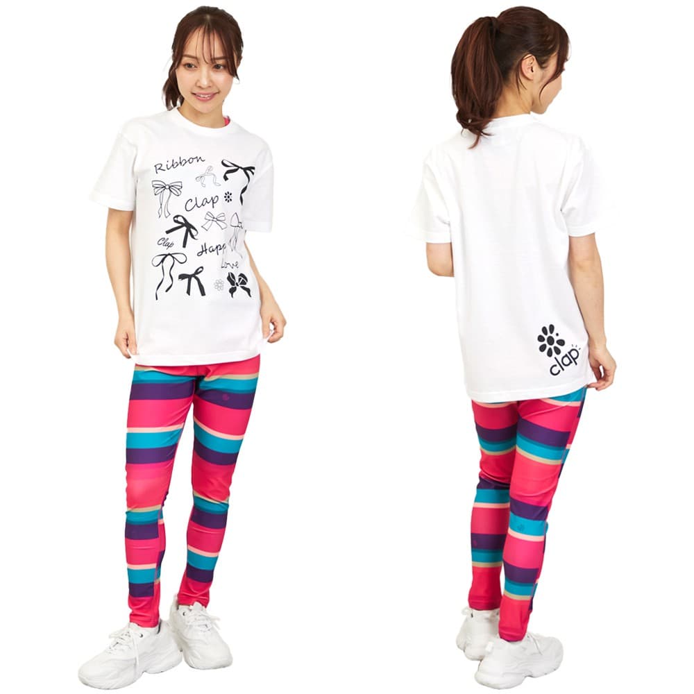 クラップCLAPリボンクラップティーレディーススポーツアパレルトレーニングフィットネス女性CTS26020