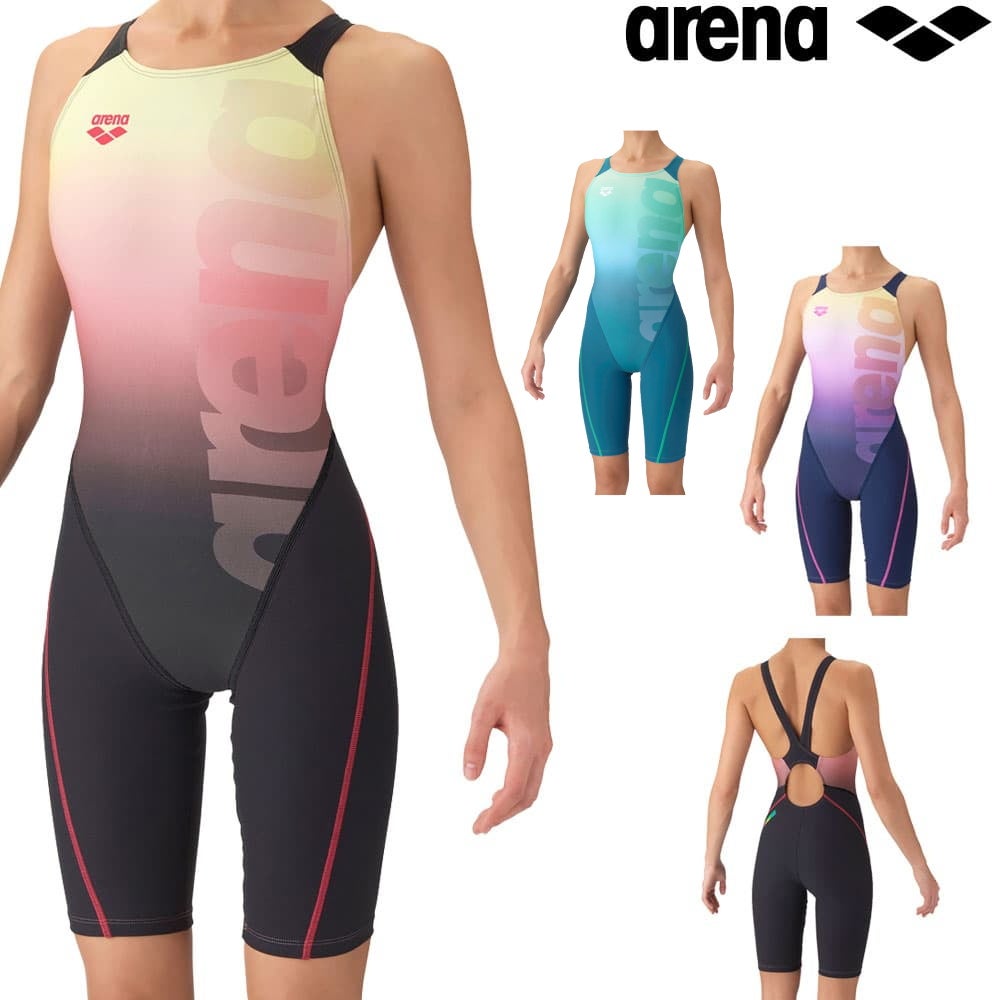 アリーナARENA競泳水着練習用水着レディーストレーニングワンピーススパッツオープンバックハーフレッグオールインワンタフスーツタフスキンEPFlowScape競泳練習水着2026年秋冬モデルAS6FWM11L