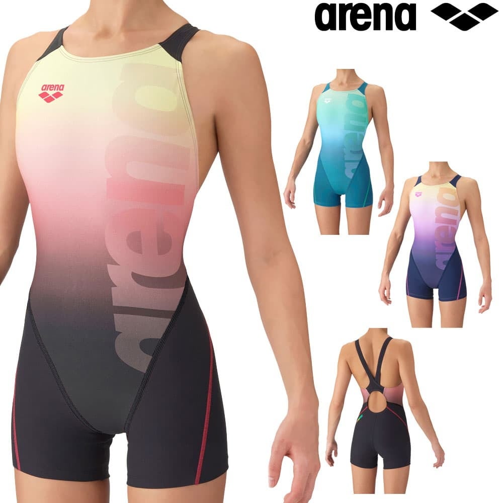 アリーナARENA競泳水着練習用水着レディーストレーニングワンピーススパッツオープンバックミドルレッグオールインワンタフスーツタフスキンEPFlowScape競泳練習水着2026年秋冬モデルAS6FWM12L