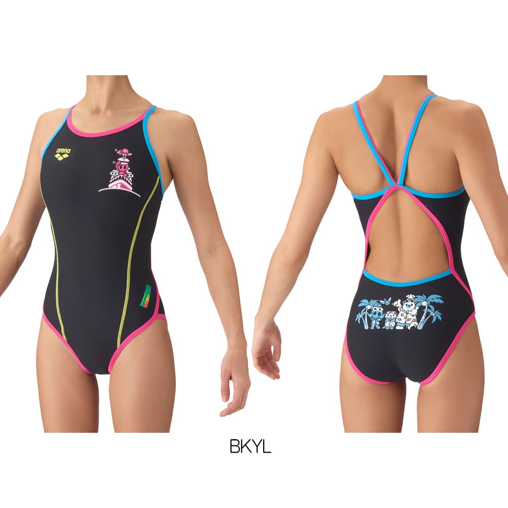 アリーナARENA競泳水着練習用水着レディーストレーニングワンピースオープンバックタフスーツアリーナくんタフスキンE競泳練習水着2026年秋冬モデルAS6FWM18L