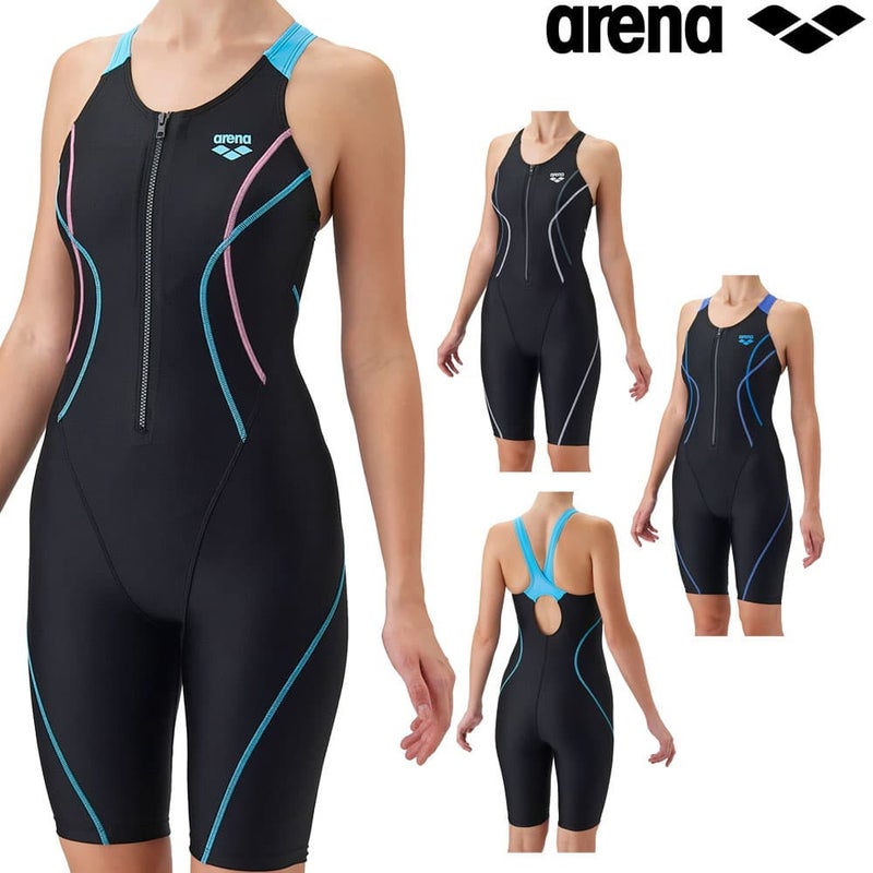 アリーナARENAフィットネス水着レディースフィットネスワンピーススパッツオープンバックハーフレッグ差し込みパッドオールインワンパッド付きAQUAEXAダブルエステルWR2026年秋冬モデルAS6FWF05L
