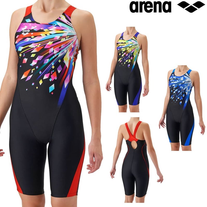 アリーナARENAフィットネス水着レディースフィットネスワンピーススパッツオープンバックハーフレッグぴったりパッドオールインワンパッド付きAQUAEXAダブルエステルWR2026年秋冬モデルAS6FWF11L