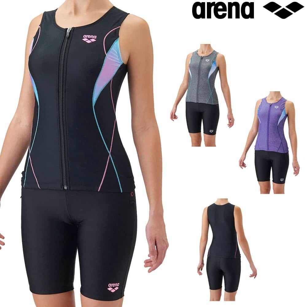 アリーナARENAフィットネス水着レディースフィットネスセパレートカバーバックハーフレッグ差し込みパッドパッド付きすらっとセパモク2WayFlowScape2026年秋冬モデルAS6FWF46L