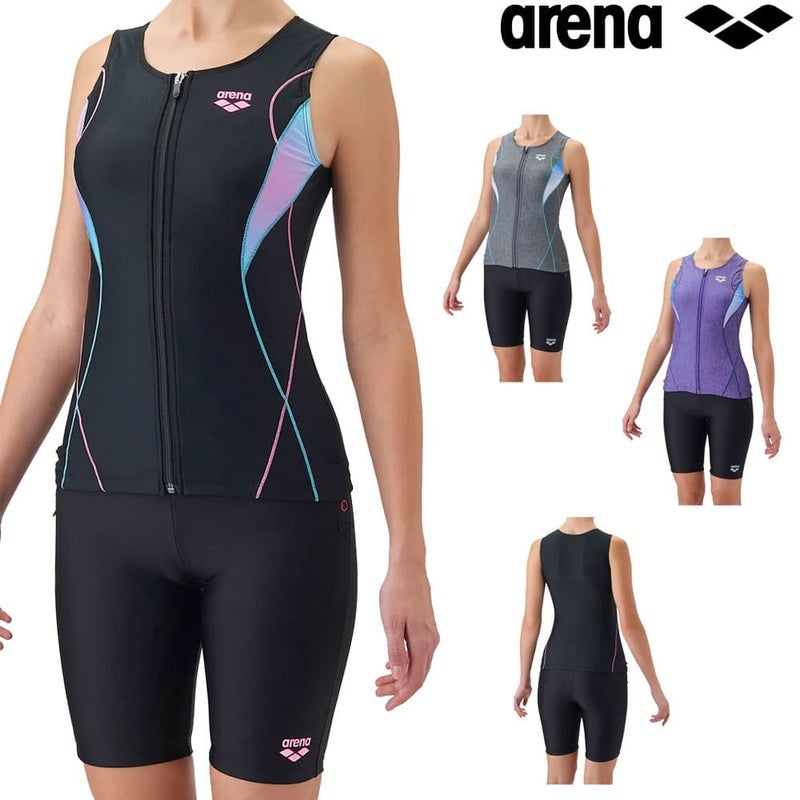 アリーナARENAフィットネス水着レディースフィットネスセパレートカバーバックハーフレッグ差し込みパッドパッド付きすらっとセパモク2WayFlowScape2026年秋冬モデルAS6FWF46L
