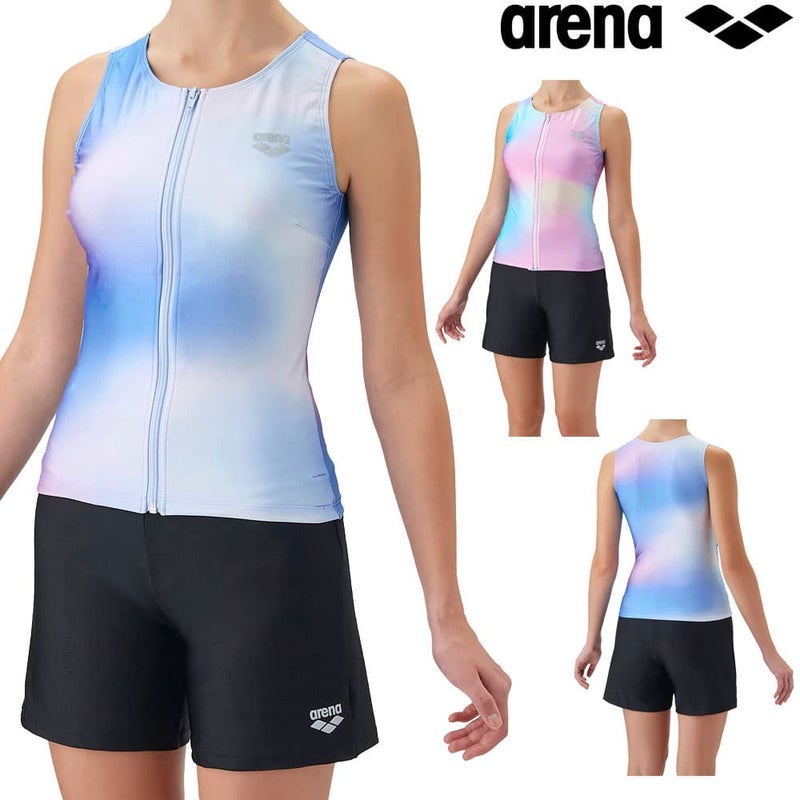 アリーナARENAフィットネス水着レディースフィットネスセパレートカバーバックミドルレッグ差し込みパッドパッド付きダブルエステルFlowScape2026年秋冬モデルAS6FWF54L