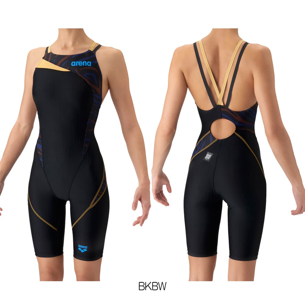 アリーナARENA競泳水着レディースWA承認モデルレーシングワンピーススパッツオープンバックハーフレッグオールインワンECOAQUARACINGダブルストラップECOAQUASTRIPE2026年秋冬モデルAS6FRC75Lfinaマークあり