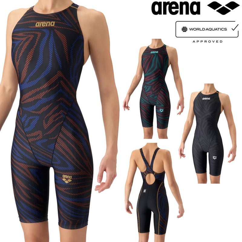 アリーナARENA競泳水着レディースWA承認モデルレーシングワンピーススパッツオープンバックハーフレッグオールインワンECOAQUARACINGECOAQUASTRIPE2026年秋冬モデルAS6FRC76Lfinaマークあり