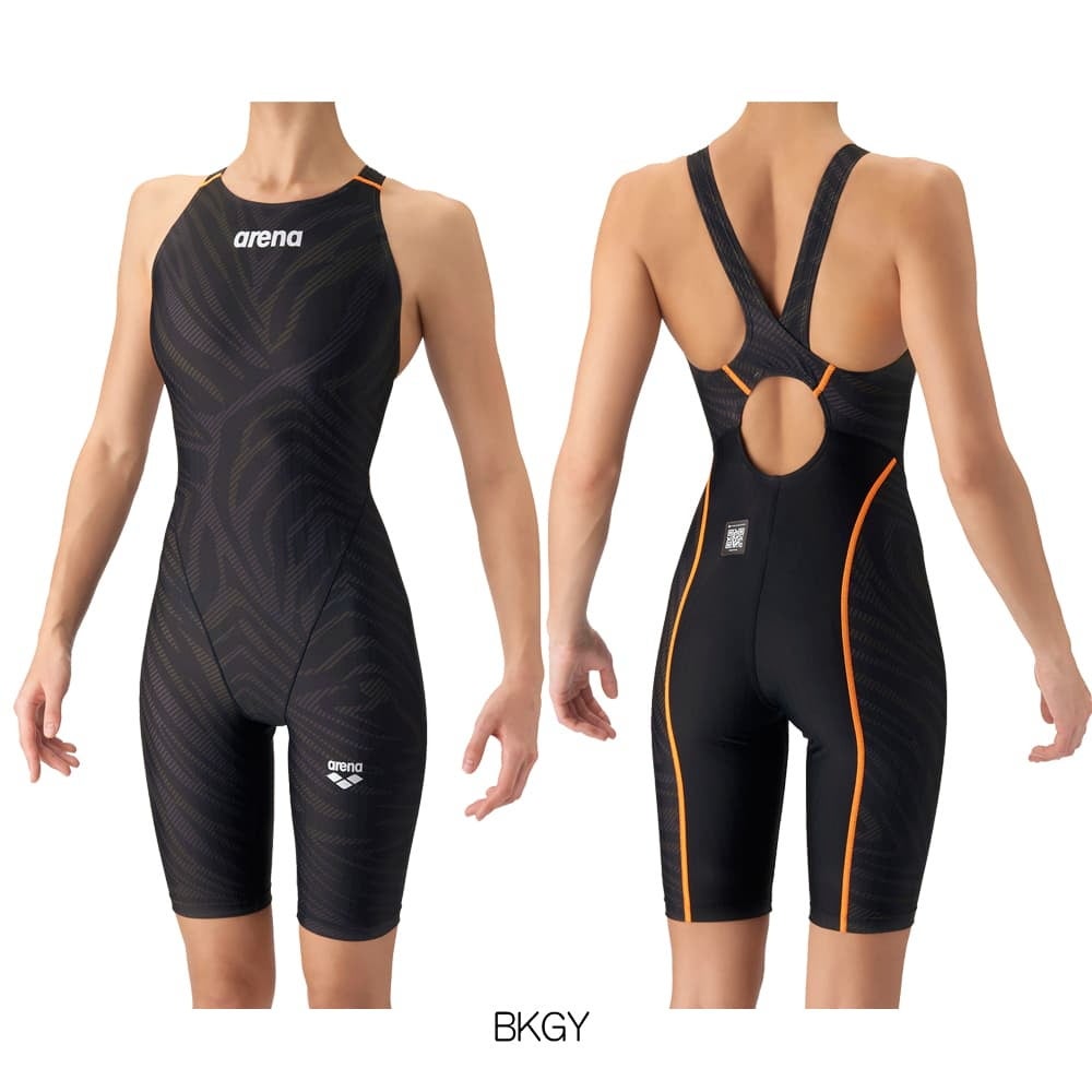 アリーナARENA競泳水着レディースWA承認モデルレーシングワンピーススパッツオープンバックハーフレッグオールインワンECOAQUARACINGECOAQUASTRIPE2026年秋冬モデルAS6FRC76Lfinaマークあり