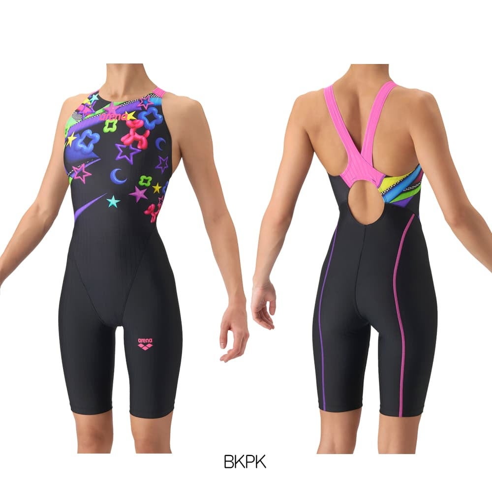 アリーナARENA競泳水着レディースWA承認モデルレーシングワンピーススパッツオープンバックハーフレッグオールインワンECOAQUARACINGECOAQUASTRIPE2026年秋冬モデルAS6FRC82Lfinaマークあり