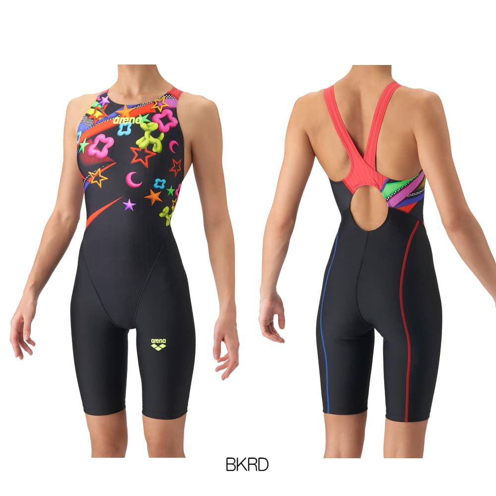 アリーナARENA競泳水着レディースWA承認モデルレーシングワンピーススパッツオープンバックハーフレッグオールインワンECOAQUARACINGECOAQUASTRIPE2026年秋冬モデルAS6FRC82Lfinaマークあり