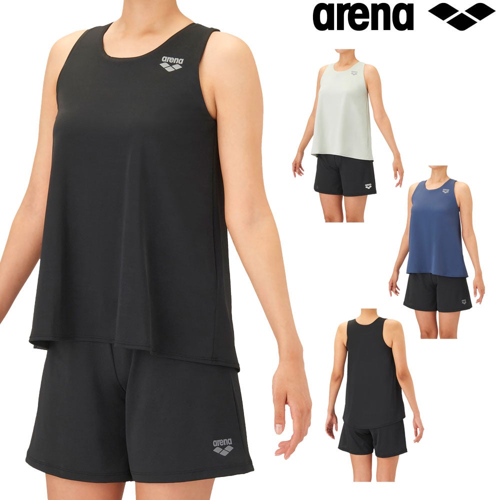 アリーナARENAフィットネス水着レディースフィットネスセパレートカバーバックミドルレッグ差し込みパッドパッド付きエステル2WAY2026年秋冬モデルAS6FWF63L